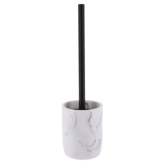 POLYRESIN TOILET BRUSH MARBLE EFFECT - WHITE