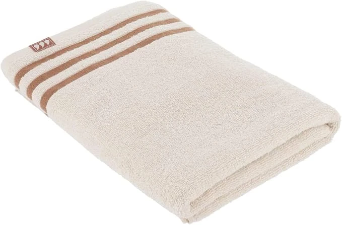 100% COTTON BATH TOWEL 70X130CM - IVORY & MOCHA