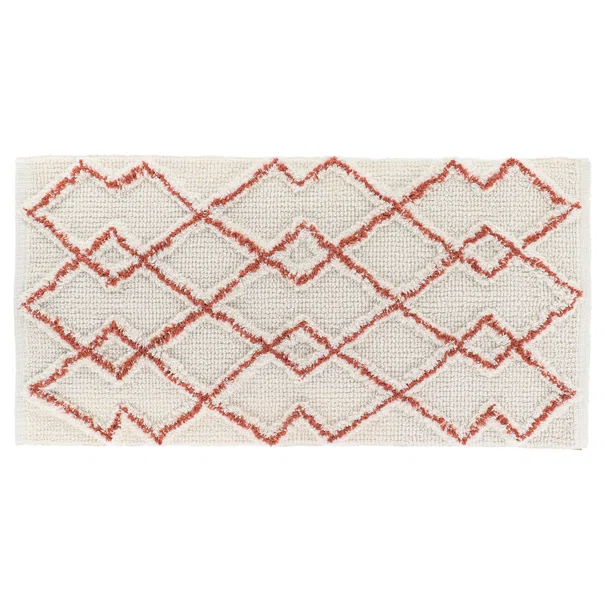 ANNA COTTON MAT 45X90 CM - SIENNA - OFF WHITE & ORANGE