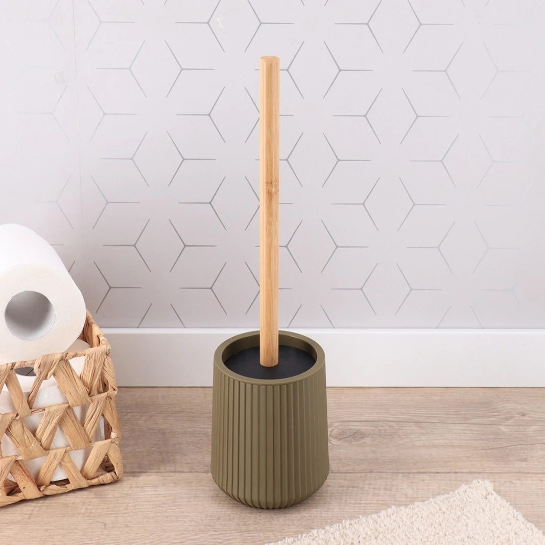 STRIATED ABS/AS TOILET BRUSH - OLIVE & BAMBOO