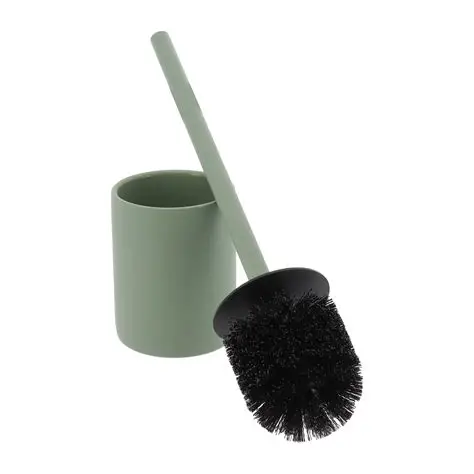 STONEWARE TOILET BRUSH RUBBERIZED EFFECT - KHAKI GREEN