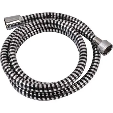 FLEXIBLE PVC SHOWER HOSE 150 CM - BLACK & SILVER