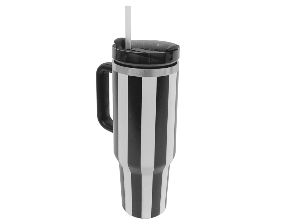 STAINLESS STEEL THERMAL CUP 1200 ML - BLACK & WHITE