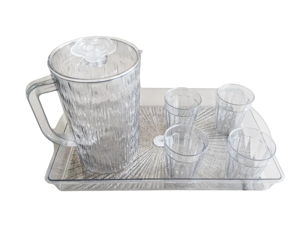 6-PIECE DRINKING SET WITH TRAY - GREY