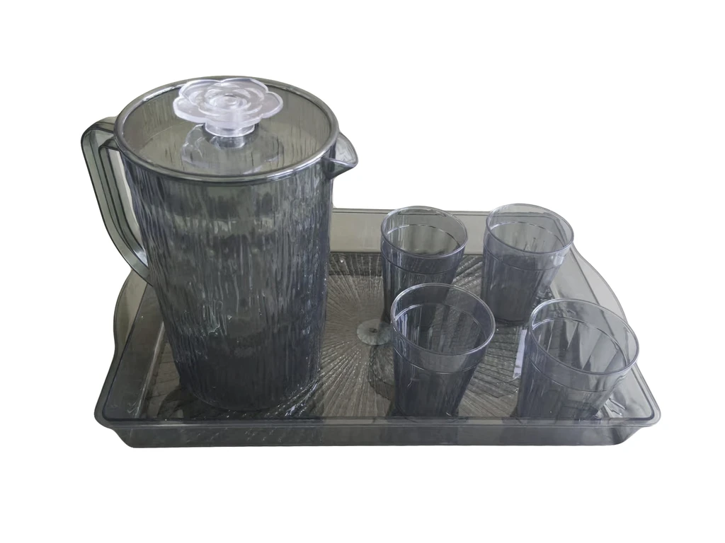 6-PIECE DRINKING SET WITH TRAY - GREEN