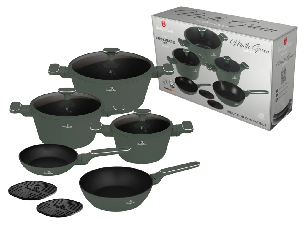 10-PIECE COOKWARE SET WITH LID - GREEN