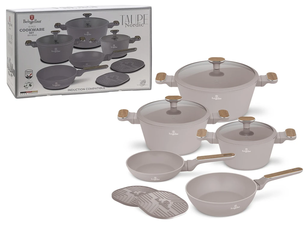 10-PIECE COOKWARE SET WITH LIDS - TAUPE