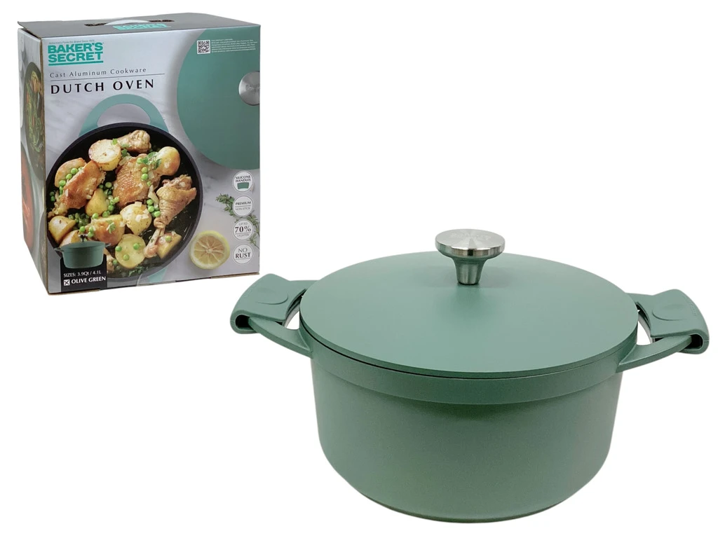 CAST CASSEROLE WITH LID 24CM - OLIVE GREEN