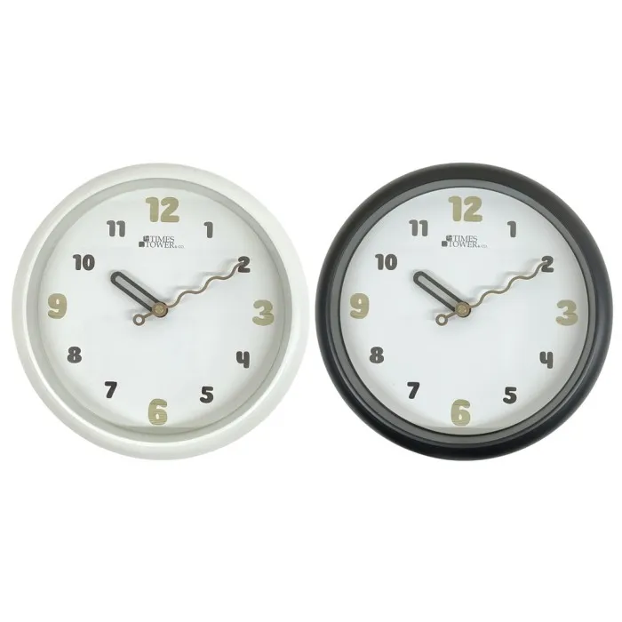 PLASTIC WALL CLOCK BATTERY OPERATED DIAM 10" - 2 ASST COLOURS