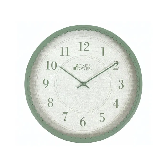PLASTIC WALL CLOCK DIAM 12" - CREAM & GREEN