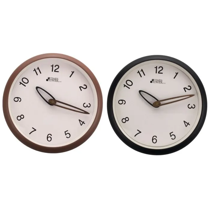 PLASTIC WALL CLOCK BATTERY OPERATED DIAM 10" - 2 ASST COLOURS