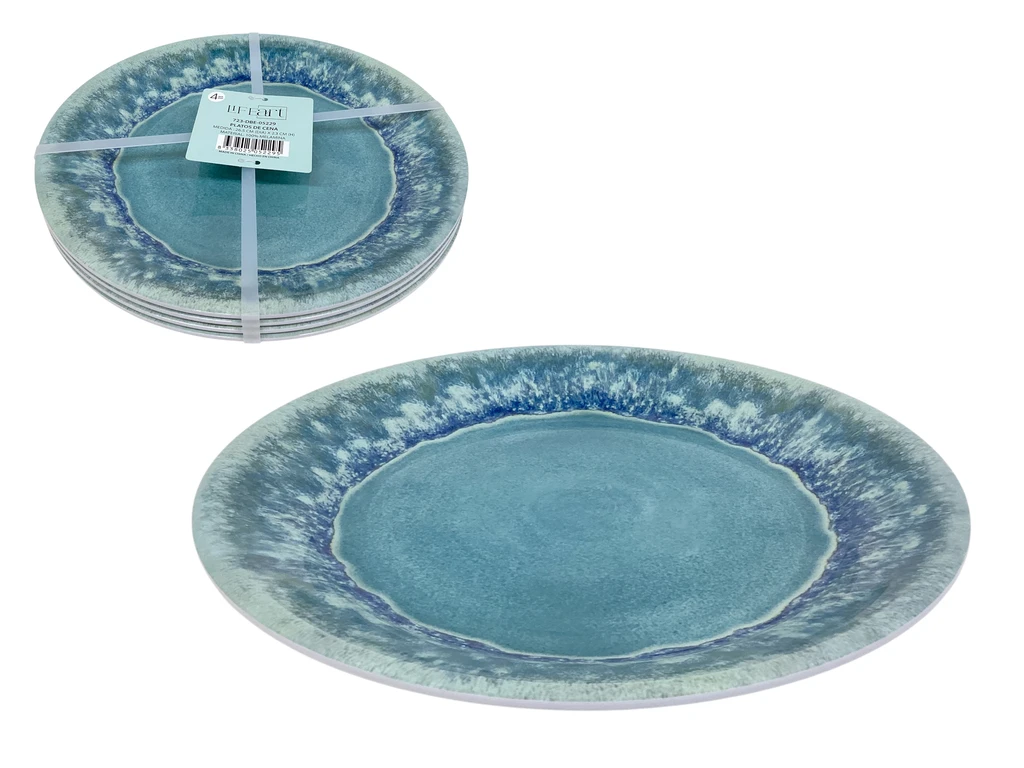 SET OF 4 DINNER PLATES 7.5 " - TURQUOISE