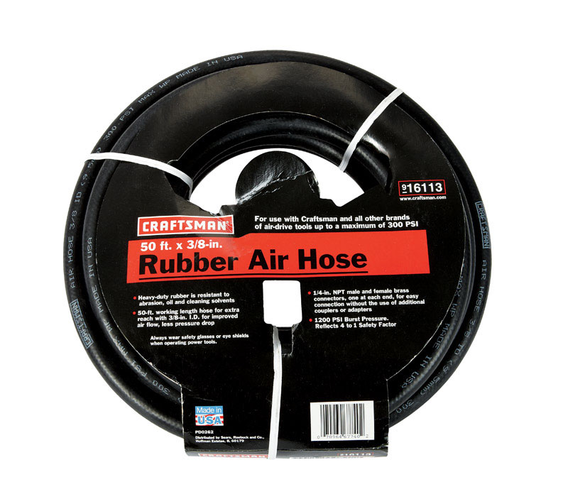 BLACK AND DECKER US INC Craftsman 50 ft. L x 3/8 in. Dia. EPDM Rubber Air  Hose 300 psi Black