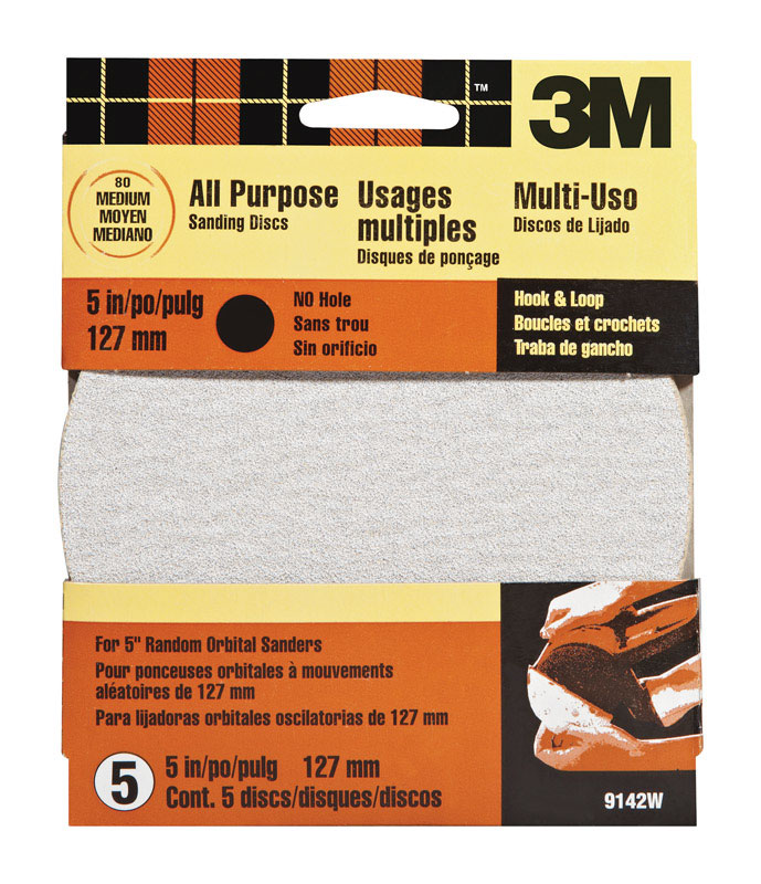 Ace 5 in. Aluminum Oxide Hook and Loop Sanding Disc 80 Grit Medium