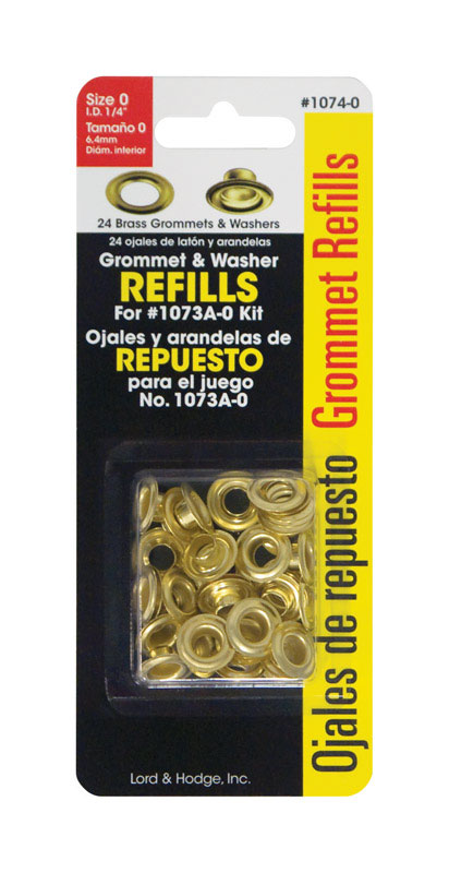 Lord & Hodge 1/4 in. Dia. Brass Grommet Refill 24 pk