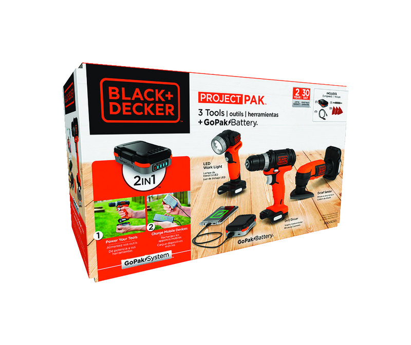 Ace Black and Decker GoPak Cordless 3 tool Drill LED Light and