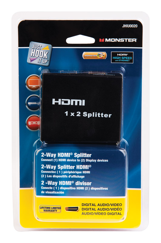 2 Way HDMI Splitter  Just Hook It Up Cables