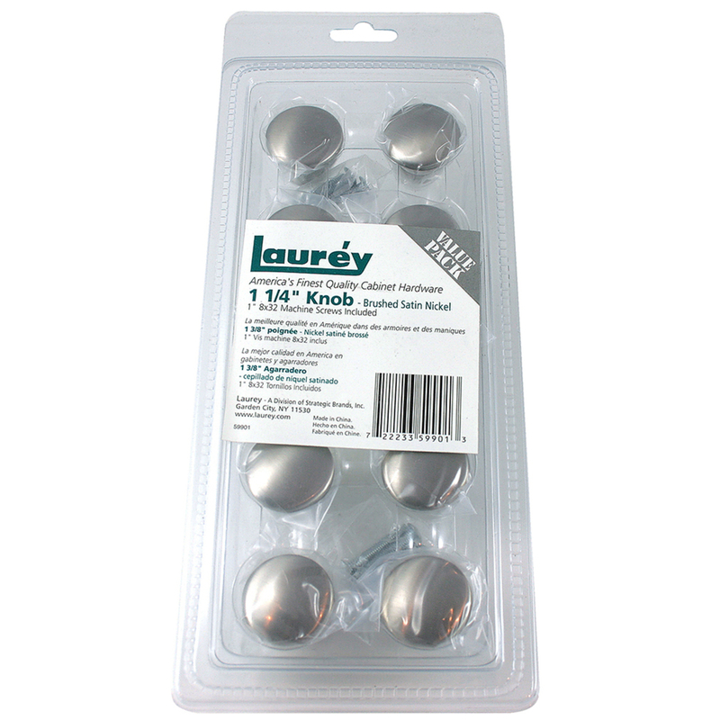 Laurey Transitional Round Cabinet Knob 1-1/4 in. Dia. 1-5/16 in. Brushed Satin Nickel 10 pk