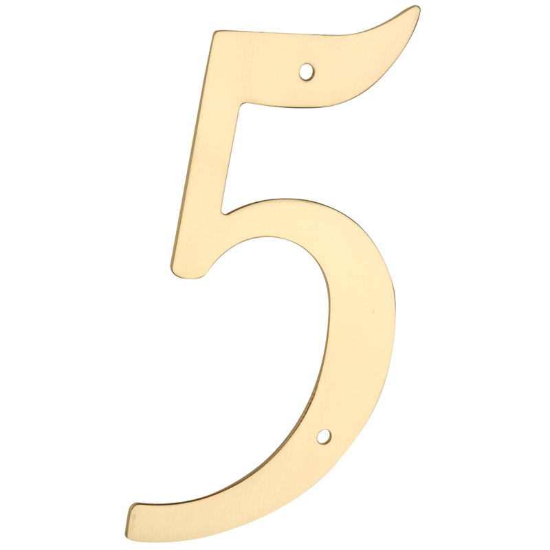National Hardware 4 in. Gold Brass Number 5 Nail-On 1 pk