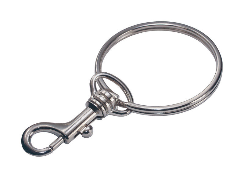 Hillman 2 in. Dia. Metal Silver Belt Hooks/Pocket Chains Key Chain