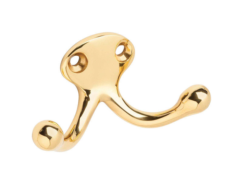 Ace Ives Small Bright Brass Brass 1-3/16 in. L Double Garment Hook