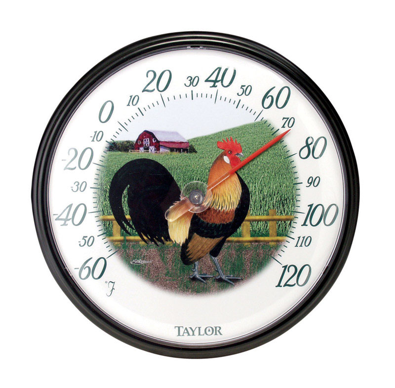 LANOLU Retro Tin Sign Chicken Coop Thermometer Analog Made of Metal Arched  7x28