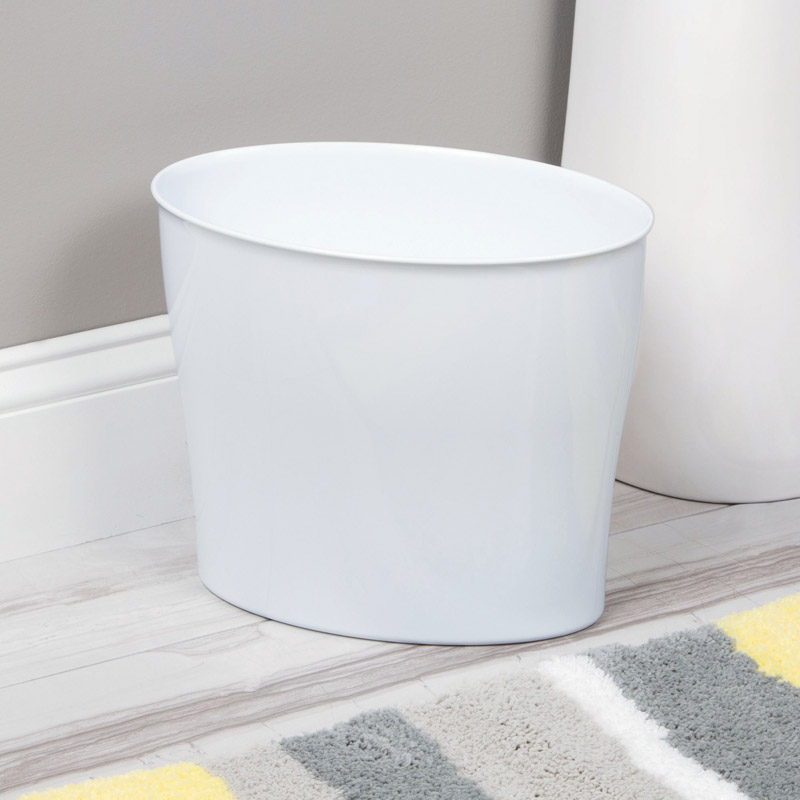 InterDesign Nuvo White Oval Wastebasket