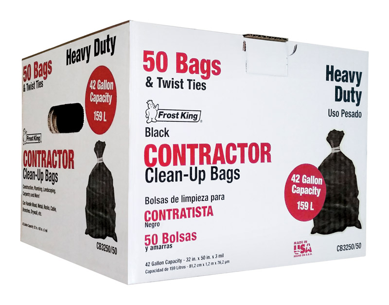 3mil Contractor Bags, 42-Gallon, 50-Bags/Box