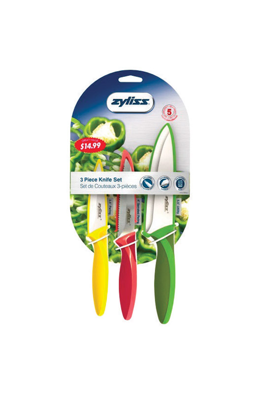 Zyliss 3pc Stainless Steel Knife Set Yellow/red/green : Target