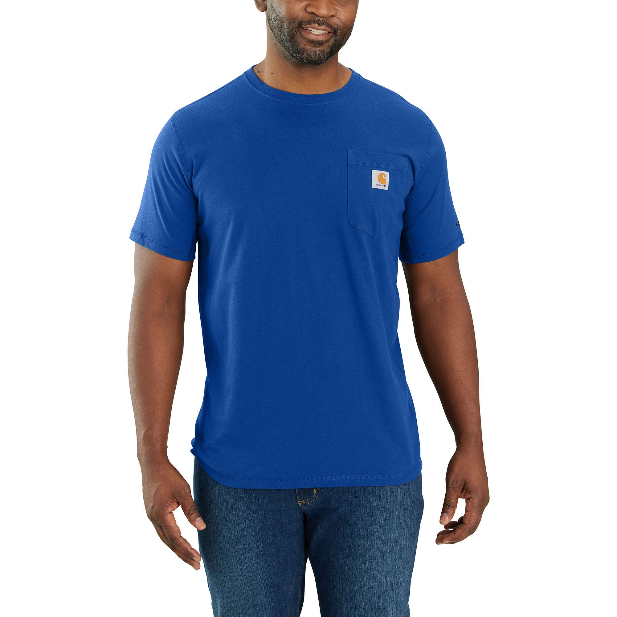 CARHARTT FORCE® RELAXED FIT MIDWEIGHT SHORT-SLEEVE POCKET T-SHIRT, GLASS  BLUE, LARGE/TALL