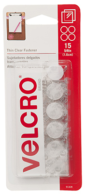 VELCRO Brand Thin Clear Fasteners, 5/8 In. Coins, 15-Ct.