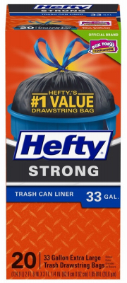 Hefty 42-Gallon 3-Mil Contractor Trash Bag, Black, 32-Count