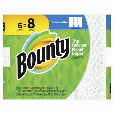 Bounty Select-A-Size Paper Towels, 1 Double Roll, White, 90 Sheets Per Roll
