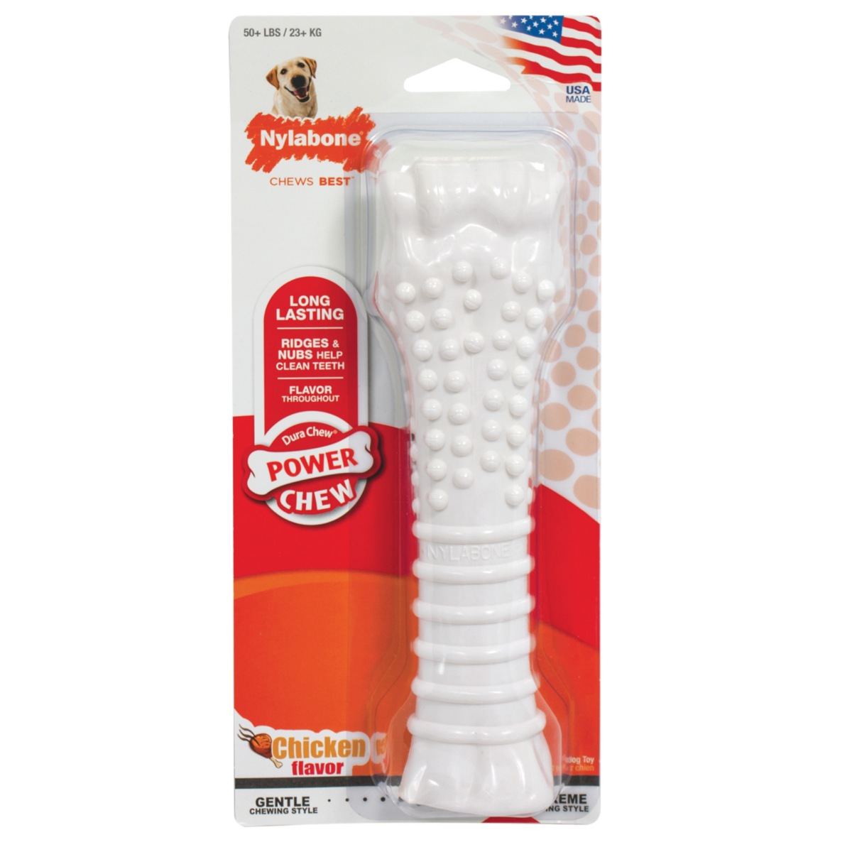 Nylabone Power Chew Knuckle Bone Dog Toy With Treats - Chicken