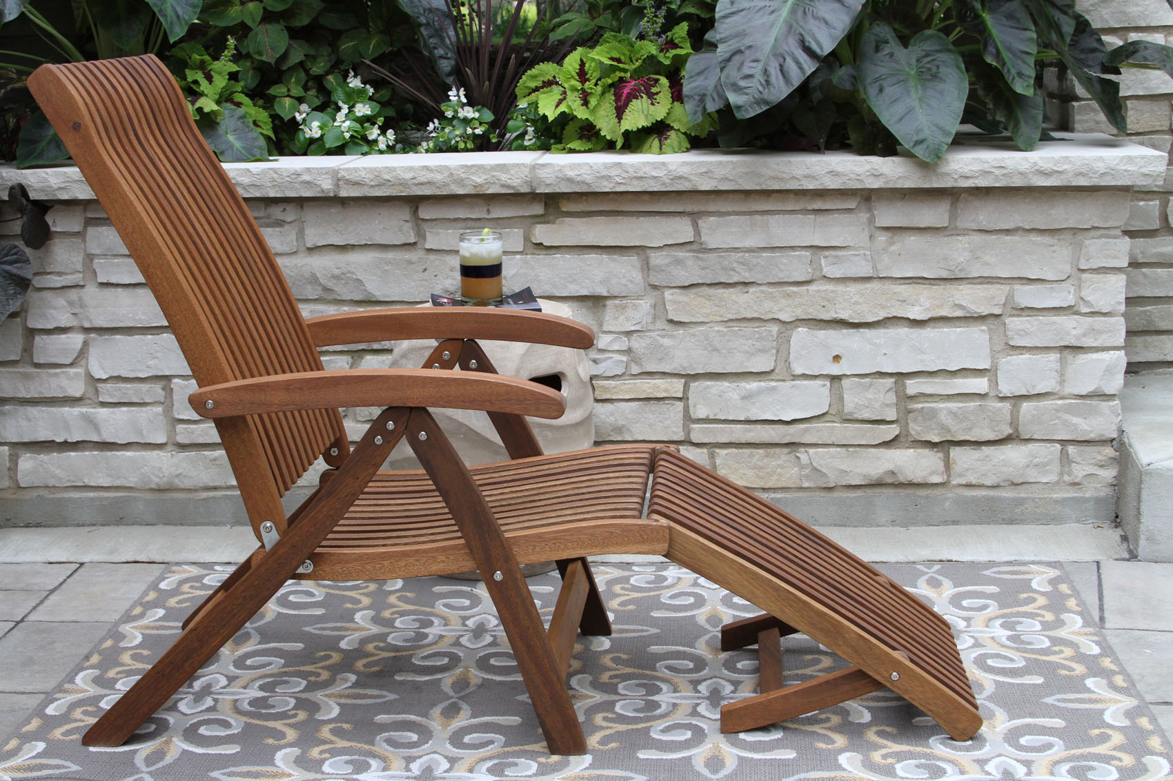 Outdoor Interiors Venetian Eucalyptus 5 Position Lounger with