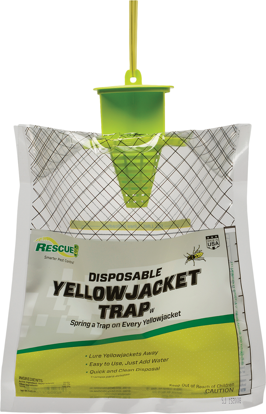 Raid Yellow Jacket, Wasp, & Hornet Trap, Disposable Plastic Trap with Lure,  6 Pack 