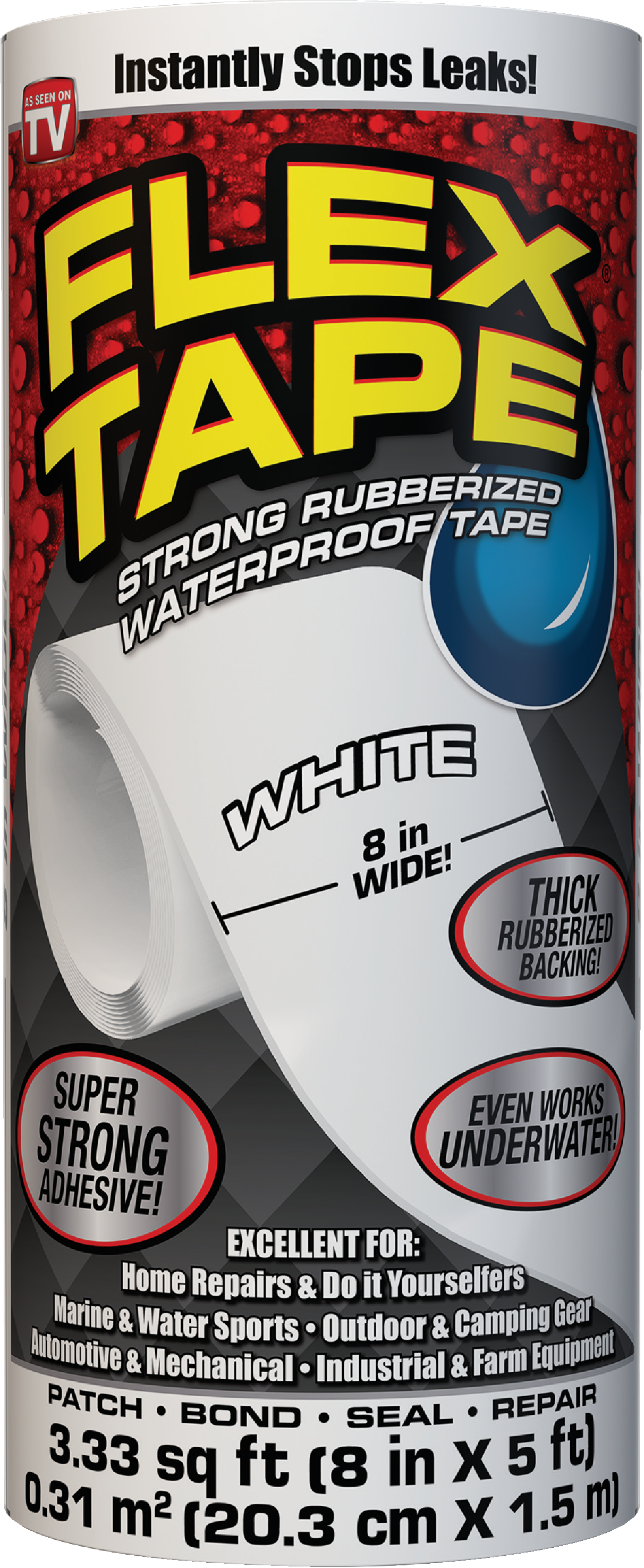 Flex Tape Flex Tape, White, Strong Rubberized, Waterproof