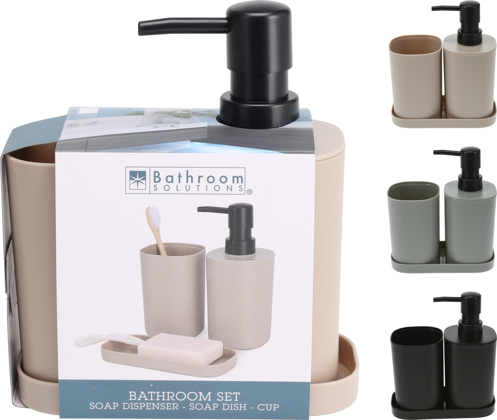 BATHROOM SET OF 3PCS 3ASS CLR