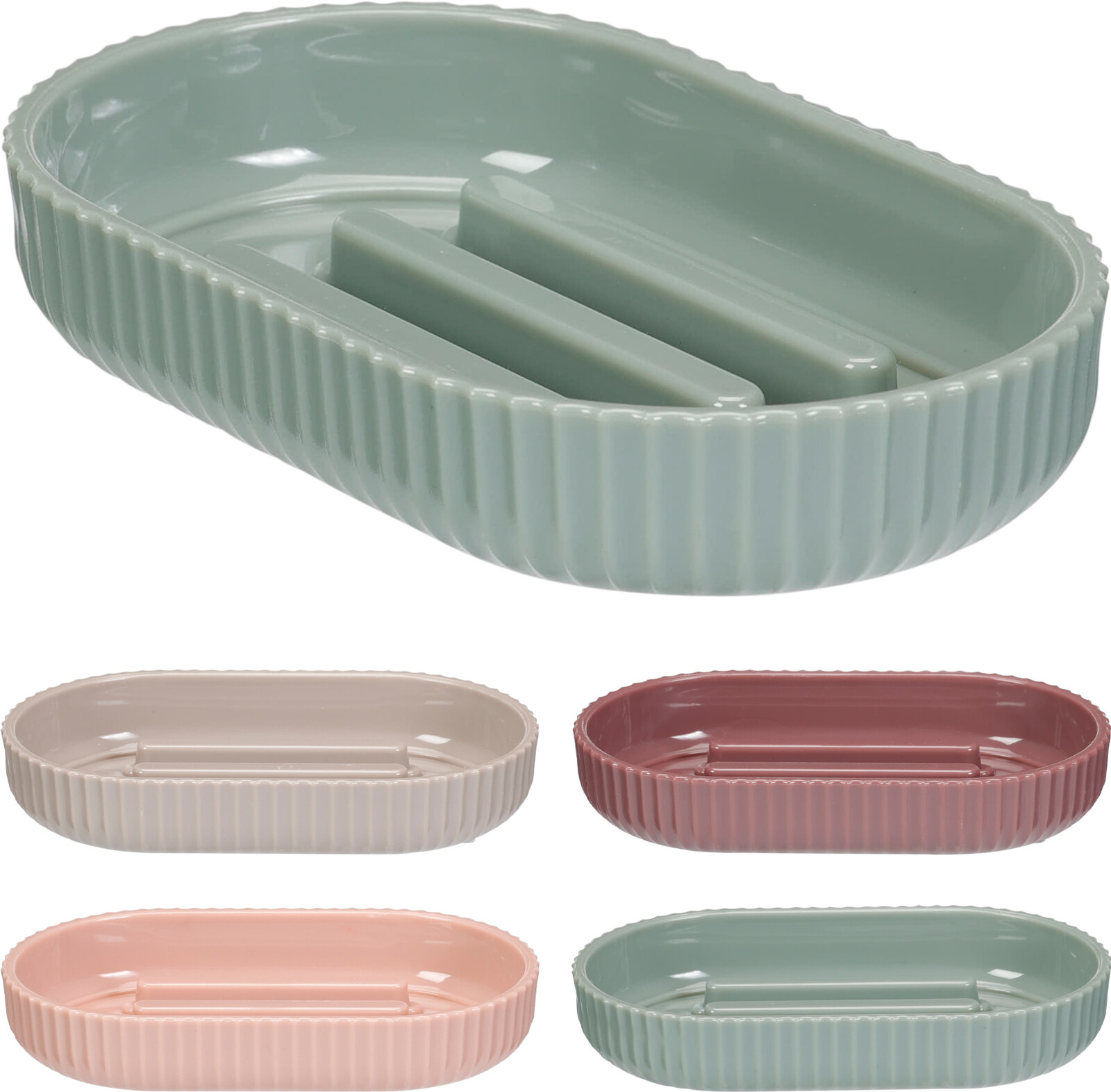 SOAP DISH PS 130X80X25MM 4ASS