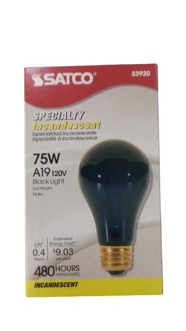 Satco 75W Medium A19 Incandescent Blacklight Light Bulb