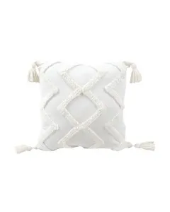 COTTON CUTPILE CUSHION 42X42 WHT