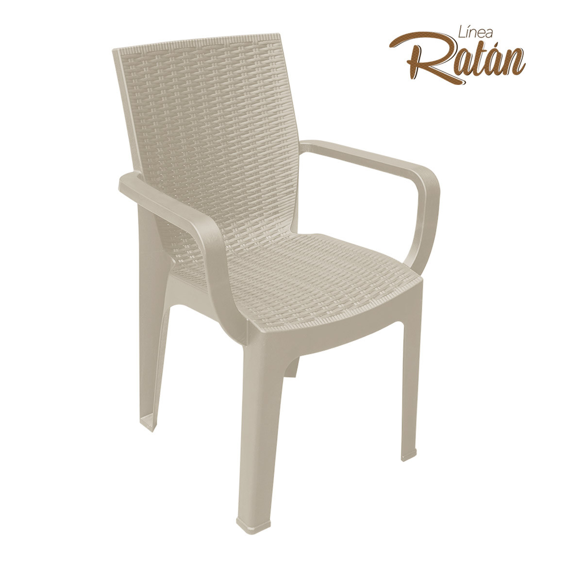 RATTAN CORSA CHAIR - ARM REST - BEIGE
