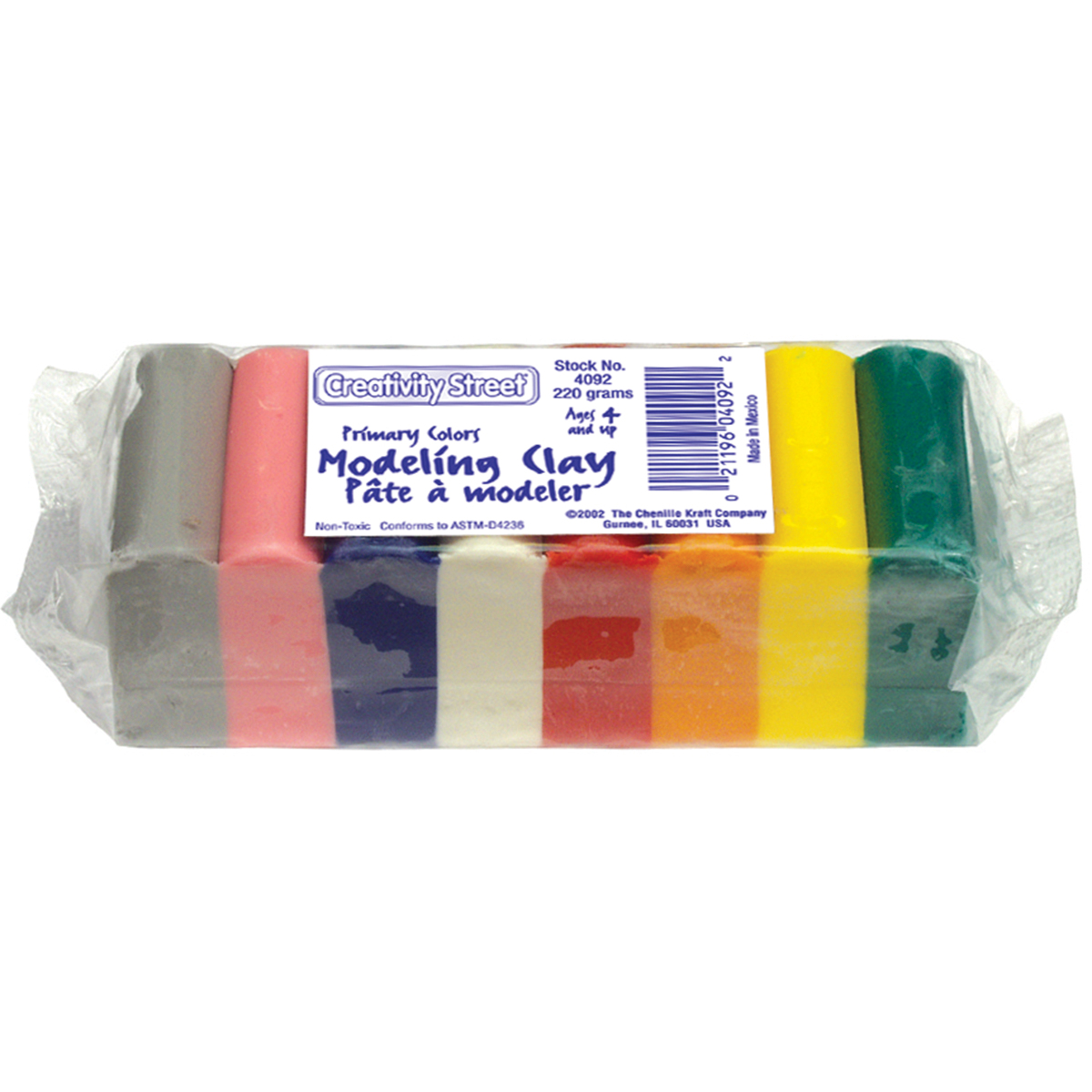 Chenille Kraft Company Modeling Clay Assortment, 8 Assorted Bright Colors, 220g