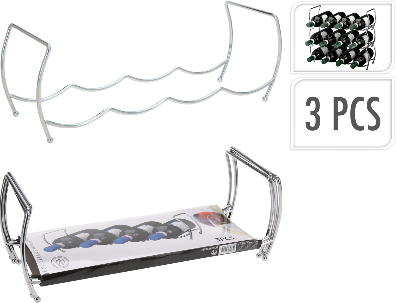 WINE RACK STACKABLE 3PCS