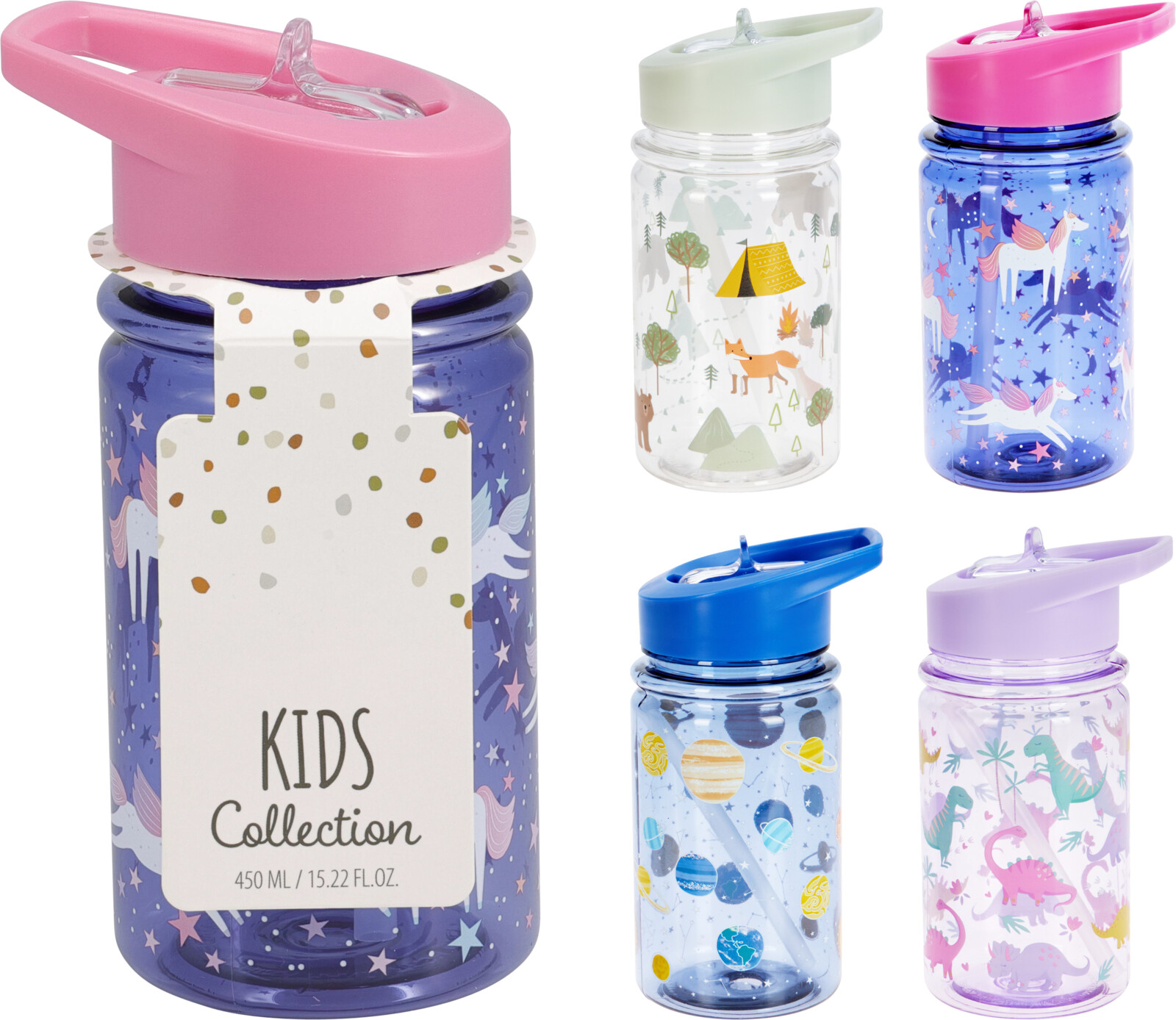 SPORTS BOTTLE 450ML 4ASS KIDS