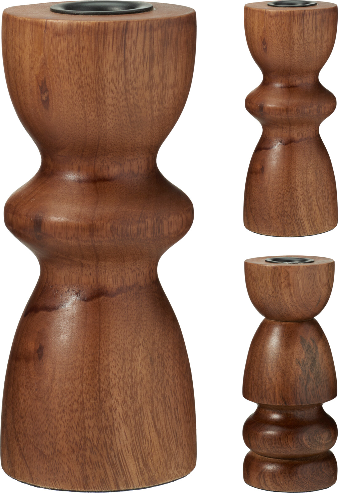 CANDLEHOLDER 15CM WALNUT 2ASS