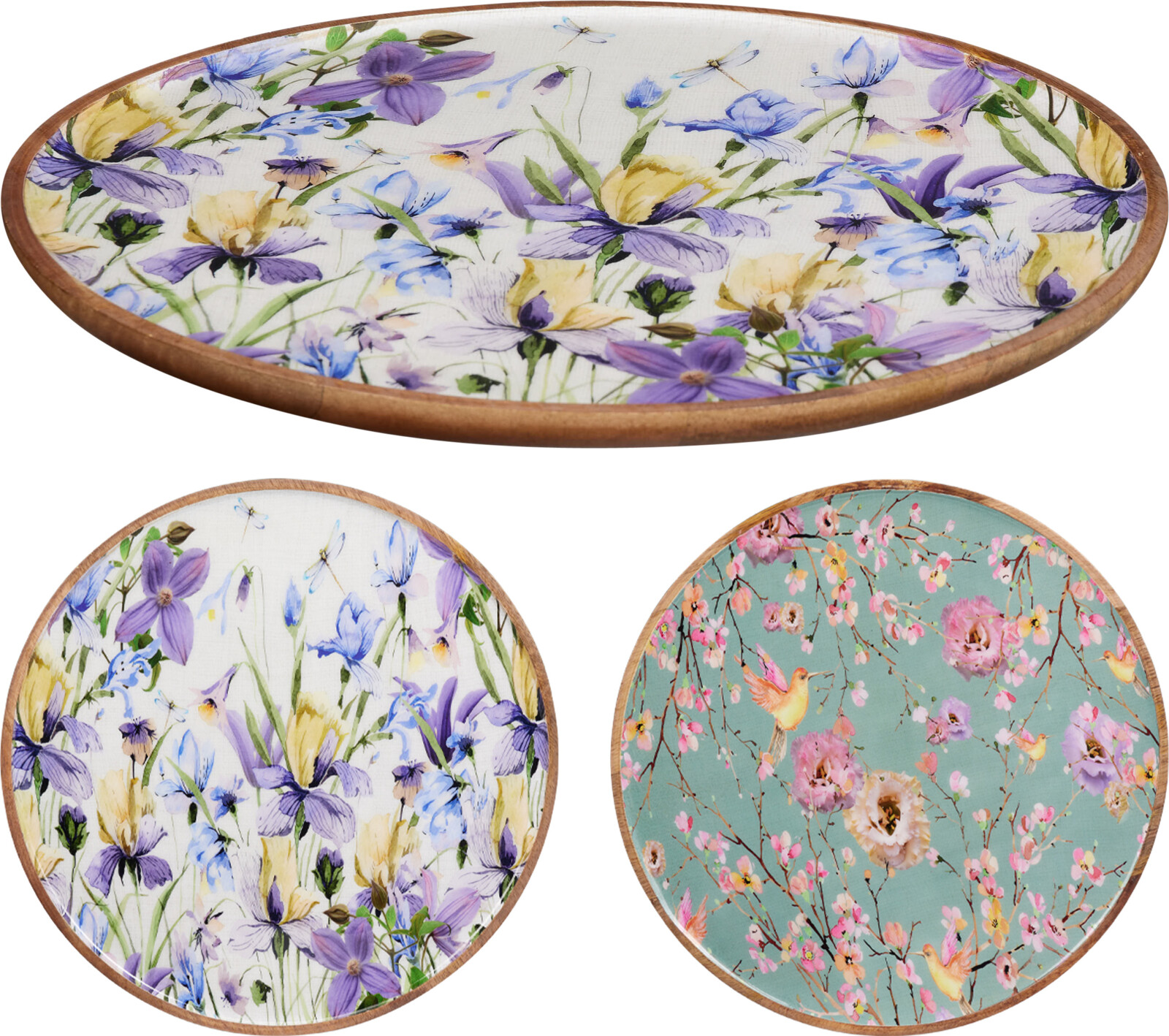 PLATE 37X37CM 2ASS FLOWER DSG