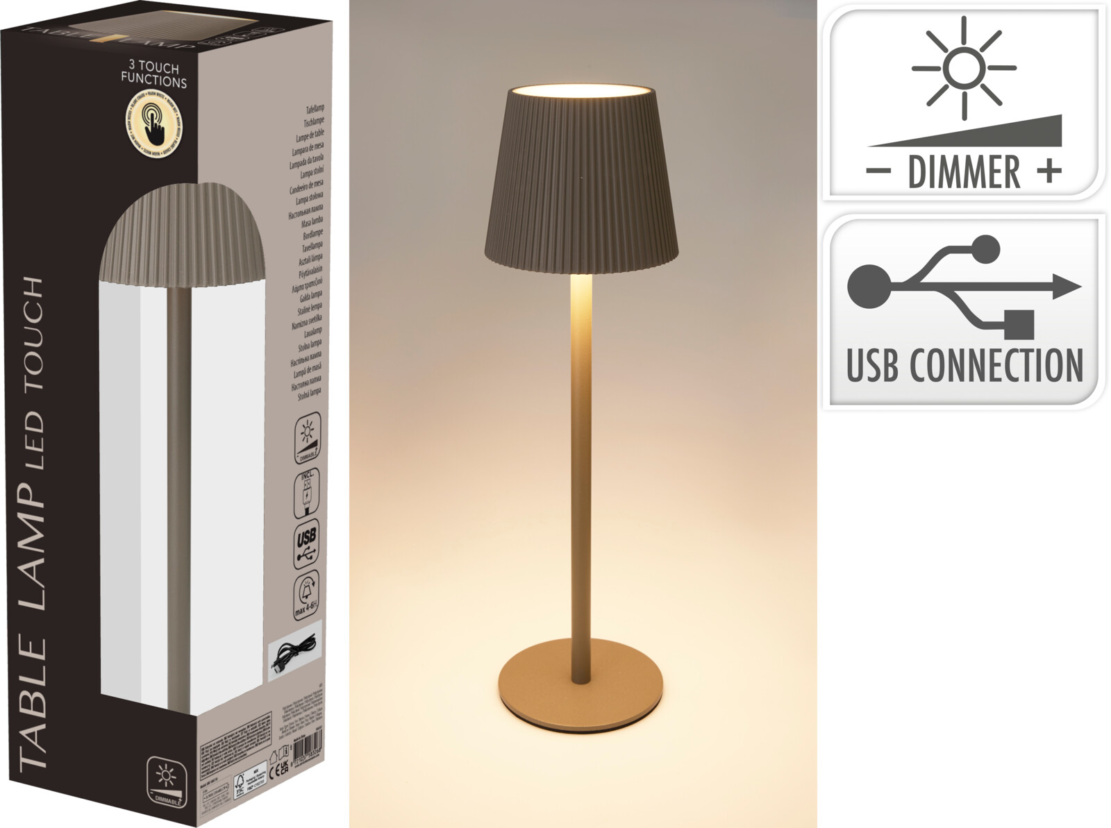 TABLE LAMP 10X36CM TAUPE