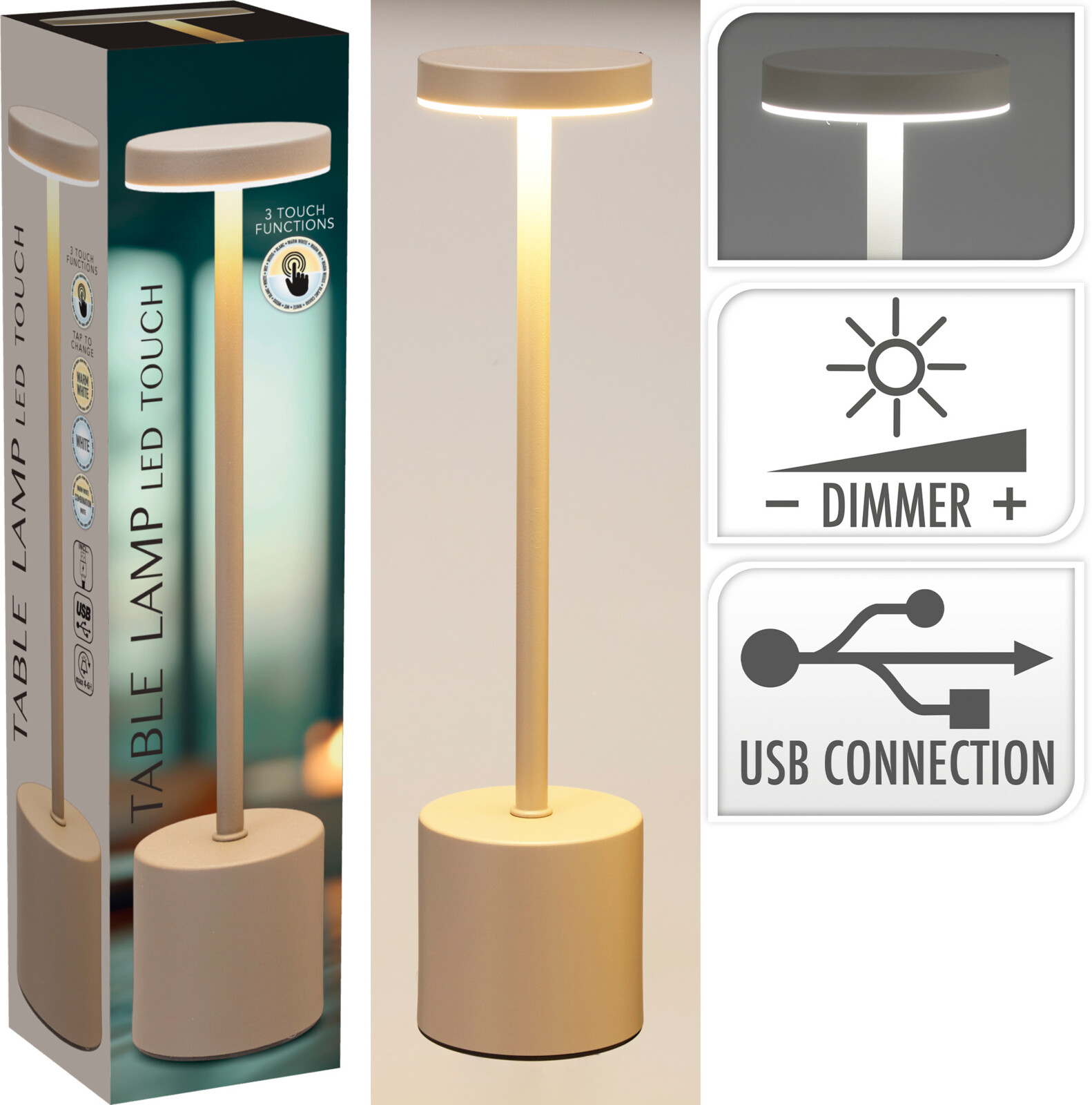 TABLE LAMP 8X34CM CREAM