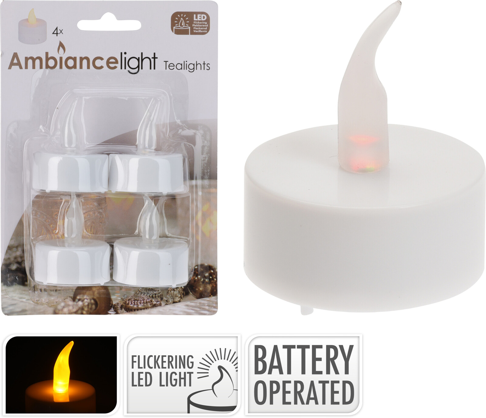 TEALIGHT WITH LED SET OF 4PCS